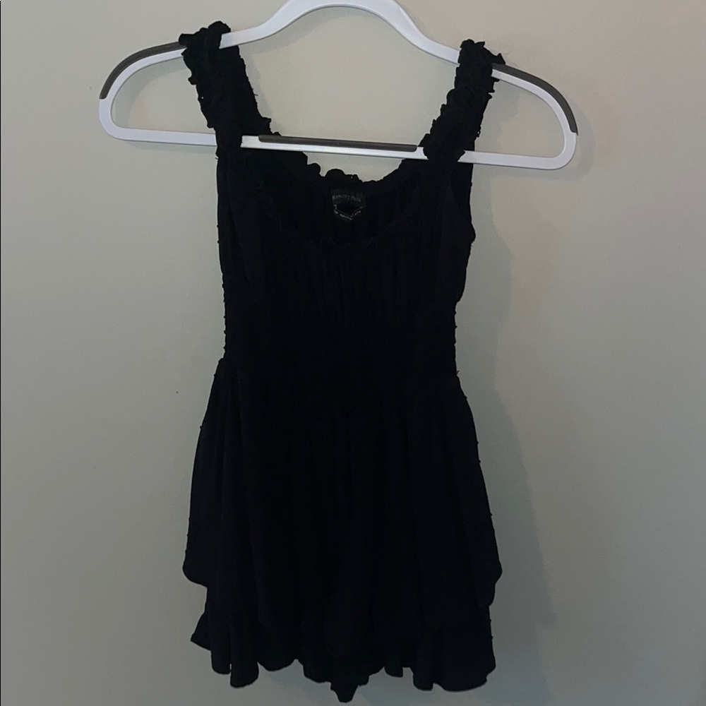 Black Sleeveless Ruffled Romper